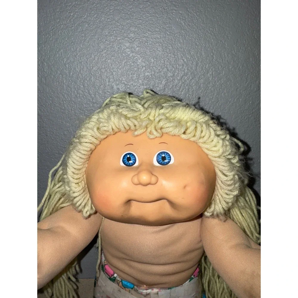 Vintage 1978-1982 Cabbage Patch Kids‎ Doll Blonde Yarn Hair Blue Eyes Diaper